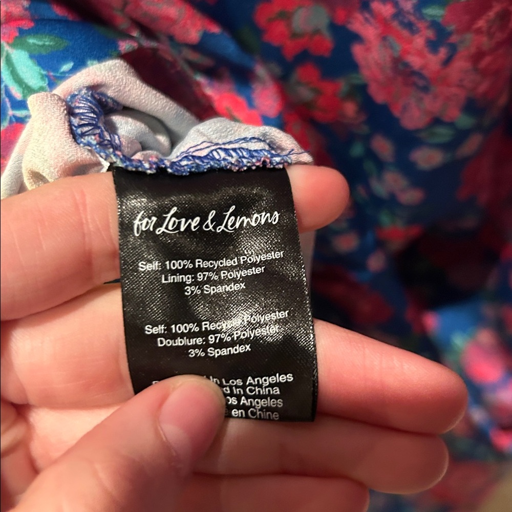 NWT For Love And Lemons Annie midid Floral Long Sleeve Dress in cobalt Blue XS/S - Picture 13 of 15